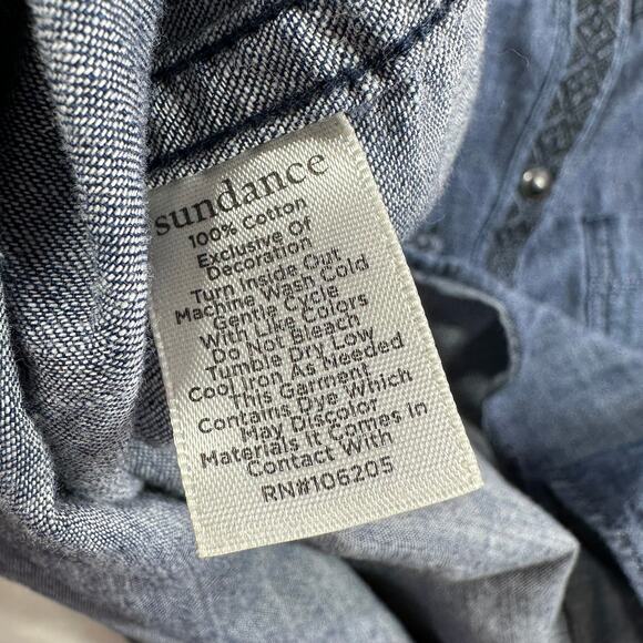 Sundance Blue Denim Blouse with Black Floral Embroidery - Picture 5 of 7